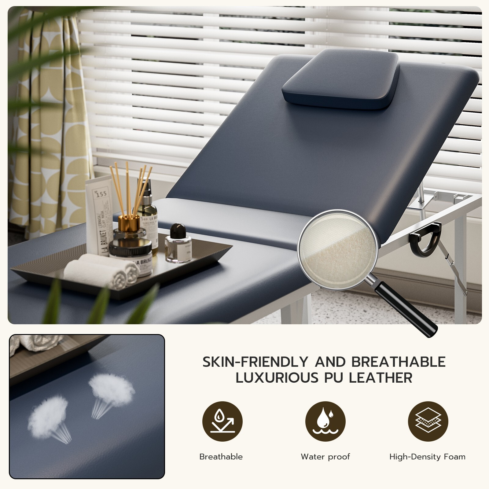 US 74" Adjustable Massage Table 2Fold Portable Facial Spa Salon Bed Tattoo Chair