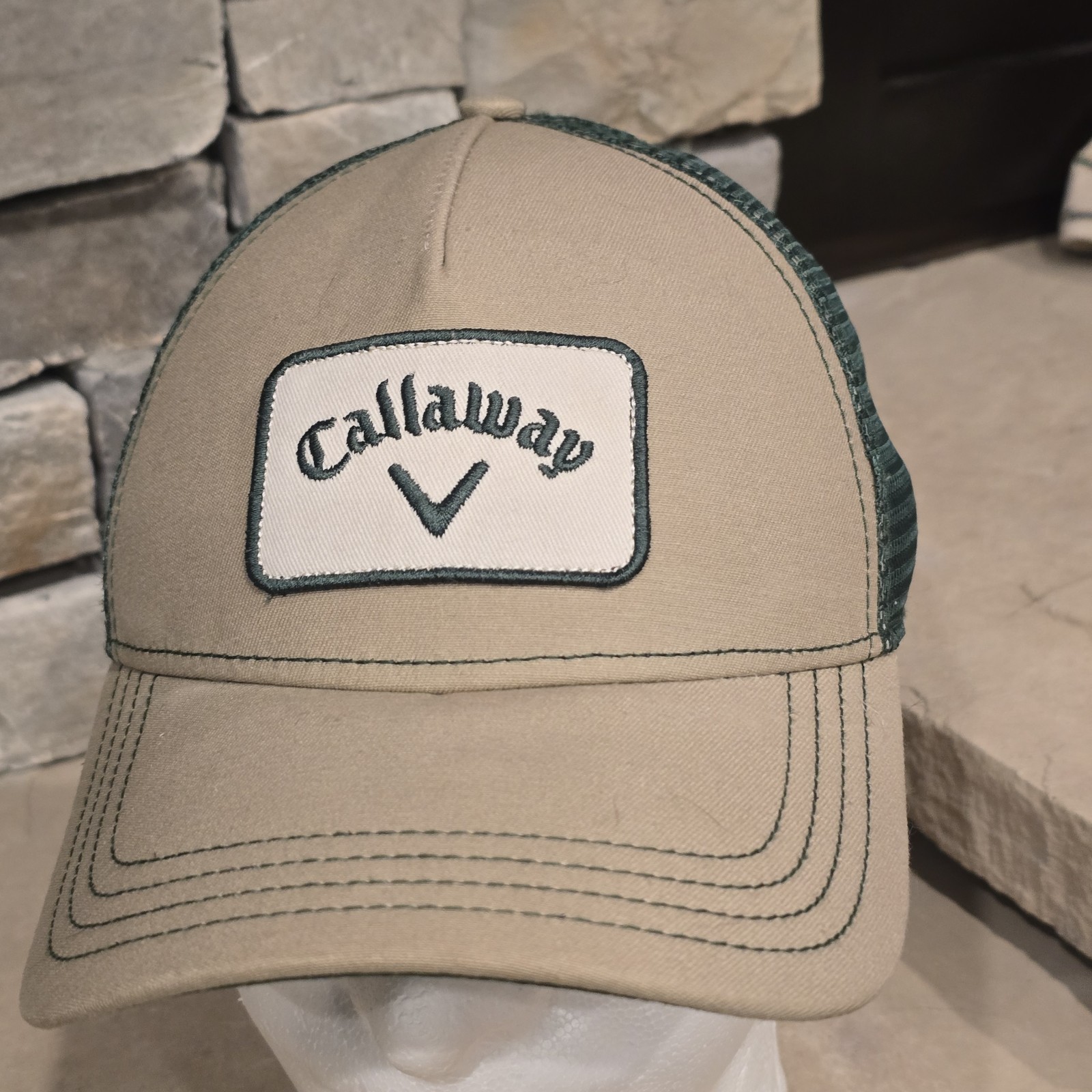 Callaway Hat Cap Knaki Green Trucker Meshback Adjustable Snapback