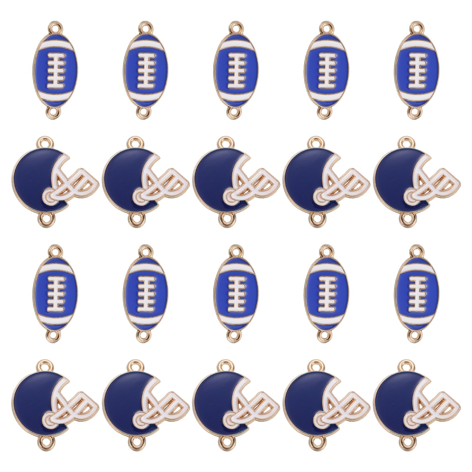 20Pcs Football Charm 28mm 22mm Rugby Ball Helmet Game Charm Pendants,Dark Blue