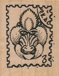 Baboon Postoid 1 1/2 x 1 3/4" Mounted Rubber Stamp, Mixed Media Stamp