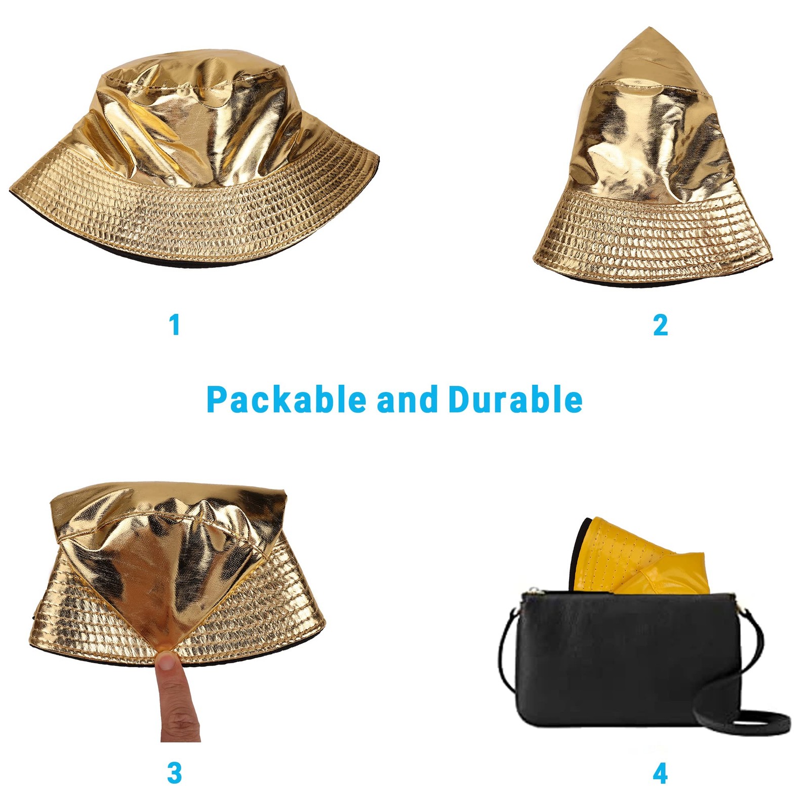 Reversible PU Leather Bucket Hats for Women Solid Color Double Wear Summer Ha...
