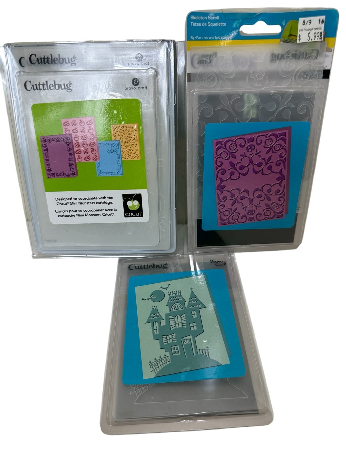 NEW Halloween crafting embossing die cut Cuttlebug scull cardmaking spooky ART