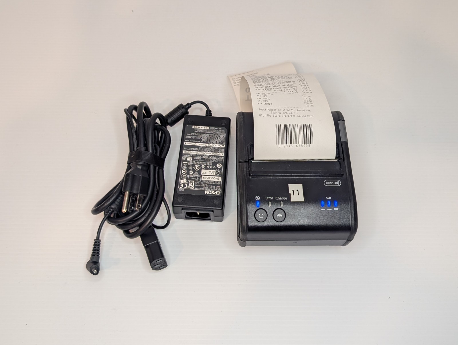 Epson TM-P80 Model M316D BT Thermal Printer w/Power adapter, AC Cord & Battery