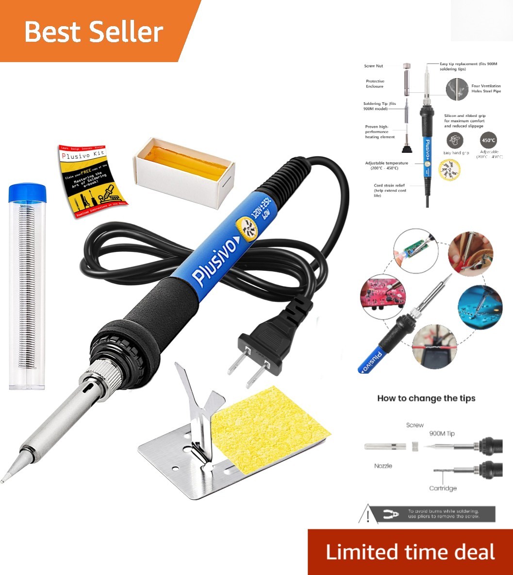 Portable 5-in-1 Soldering Iron Kit with Rosin Paste and Ceramic Heating Element