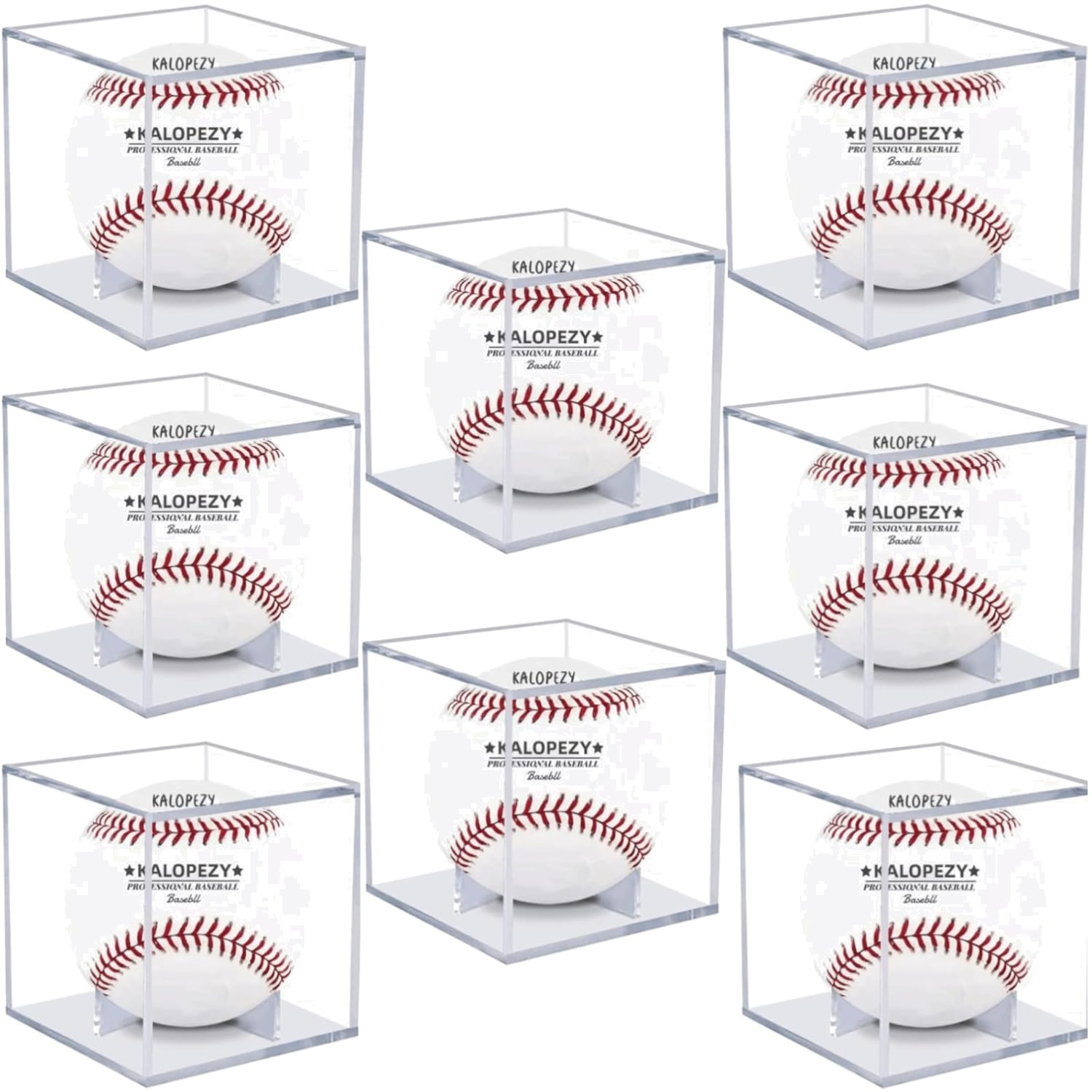 Quality 8 Pack Baseball Display Case - Stackable UV Protection for Collectibles