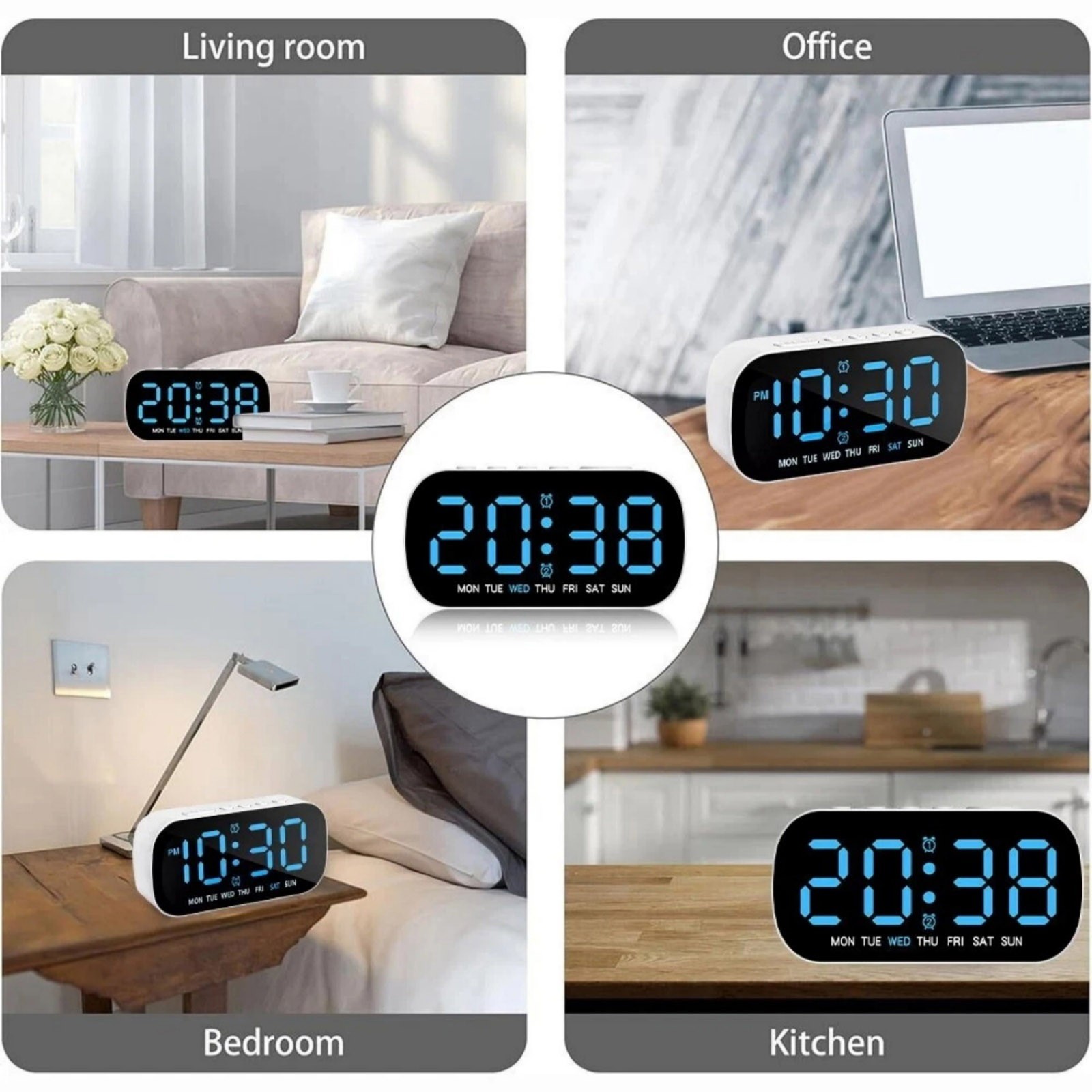 Auto Dimming Large LED Display Digital Alarm Clock With Snooze For Bedroom