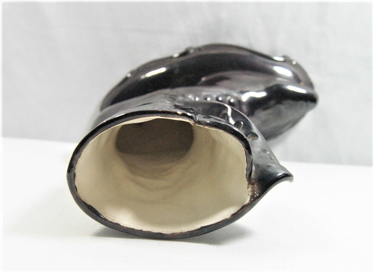 Vintage Atlantic Mold Black Victorian High Top Button Boot Planter Vase 10.5"
