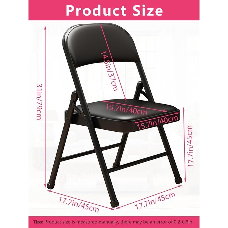 Foldable Ergonomic Padded Folding Chair Heavy Duty Non-Slip Office Event New