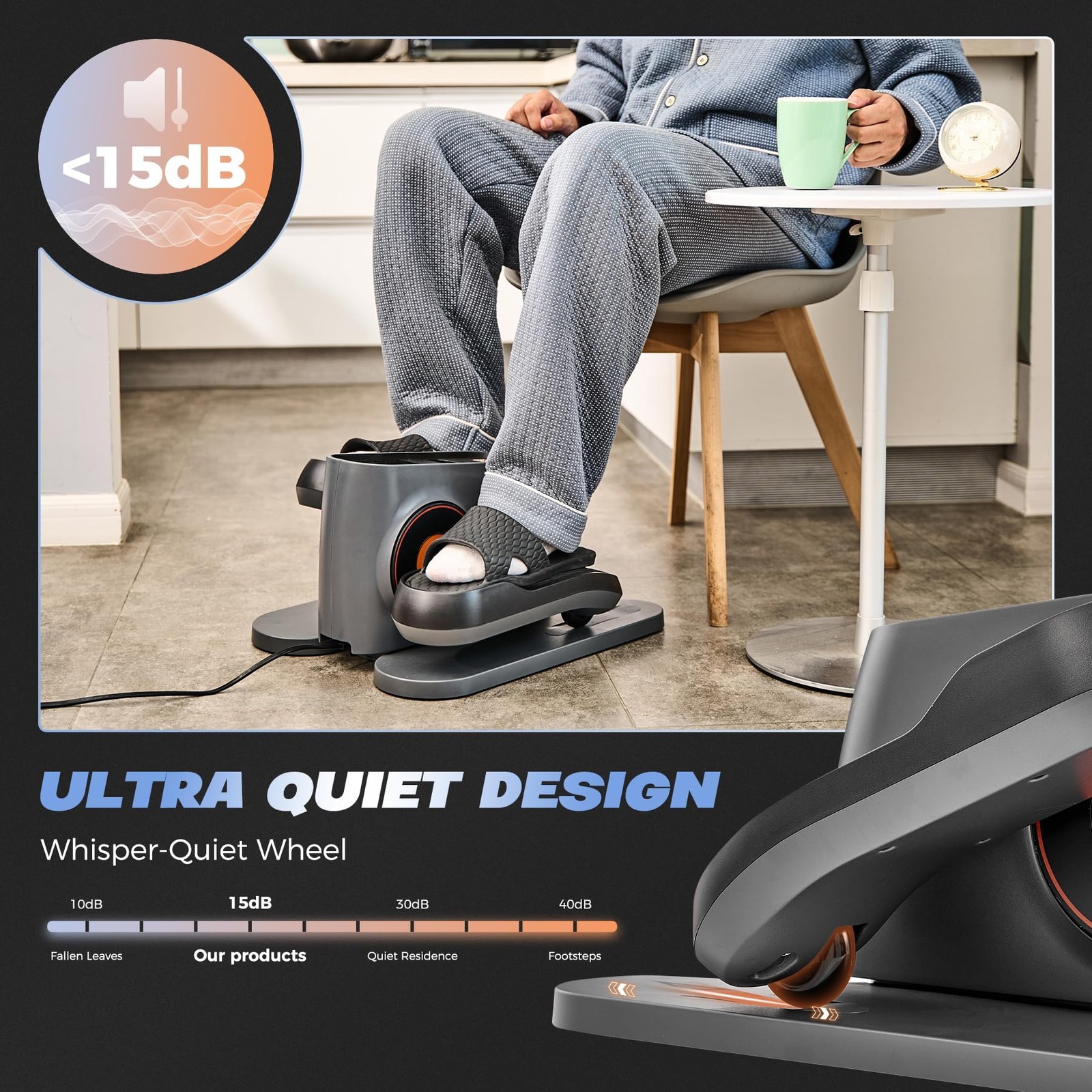Saker Under Desk Elliptical Machine, Electric Seated Pedal Exerciser, Mini El...