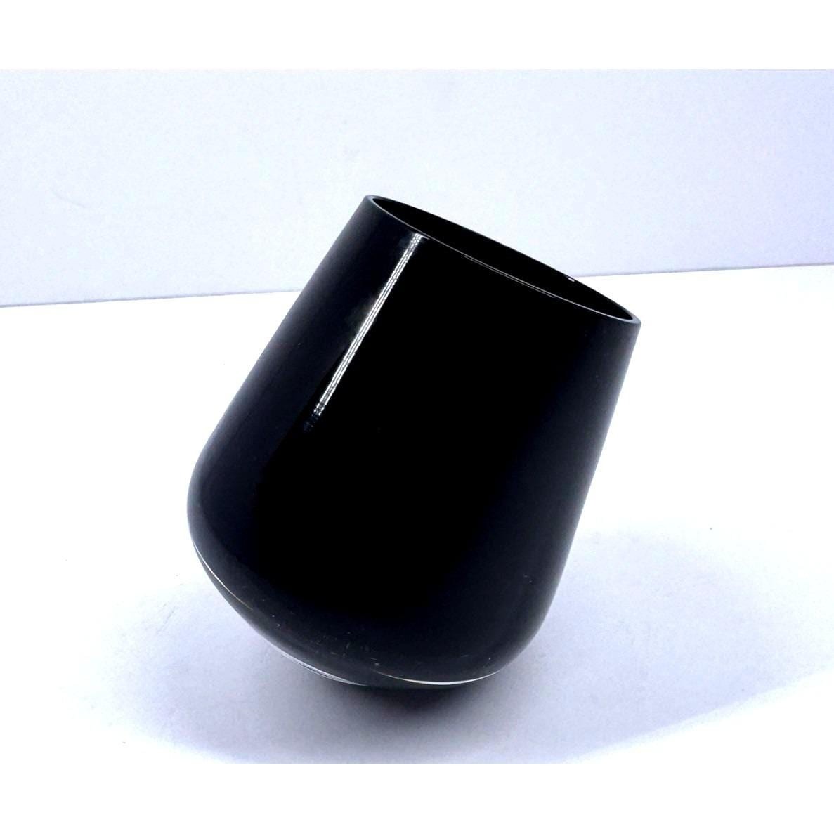 Black Art Glass Hollow Dome Decorative Accent Modern Minimalist 4 Inch