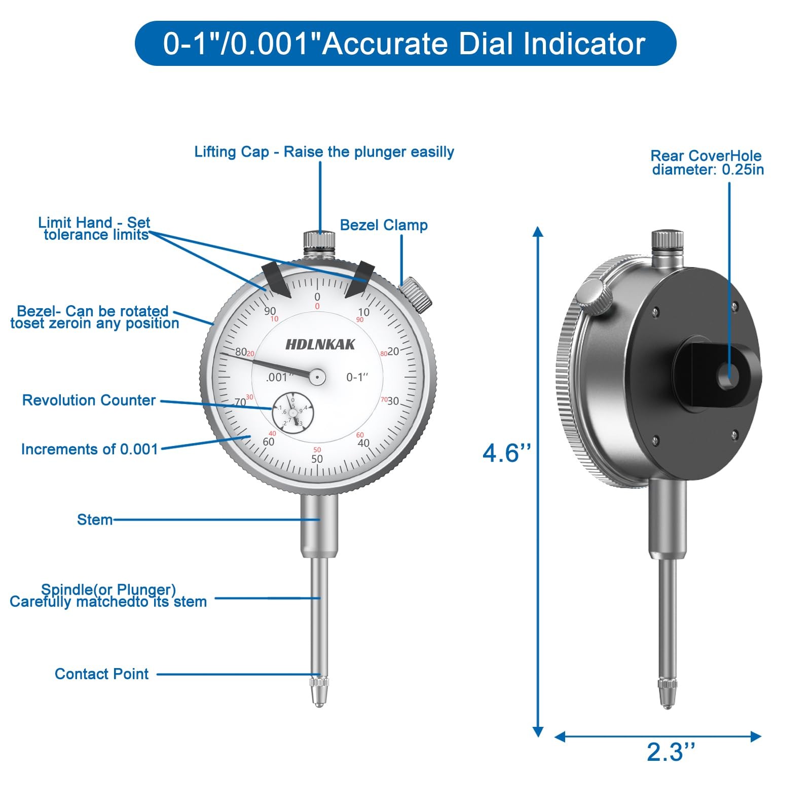 Brake Rotor Dial Indicator Gauge Set Precise Alignment Measuring Instrument