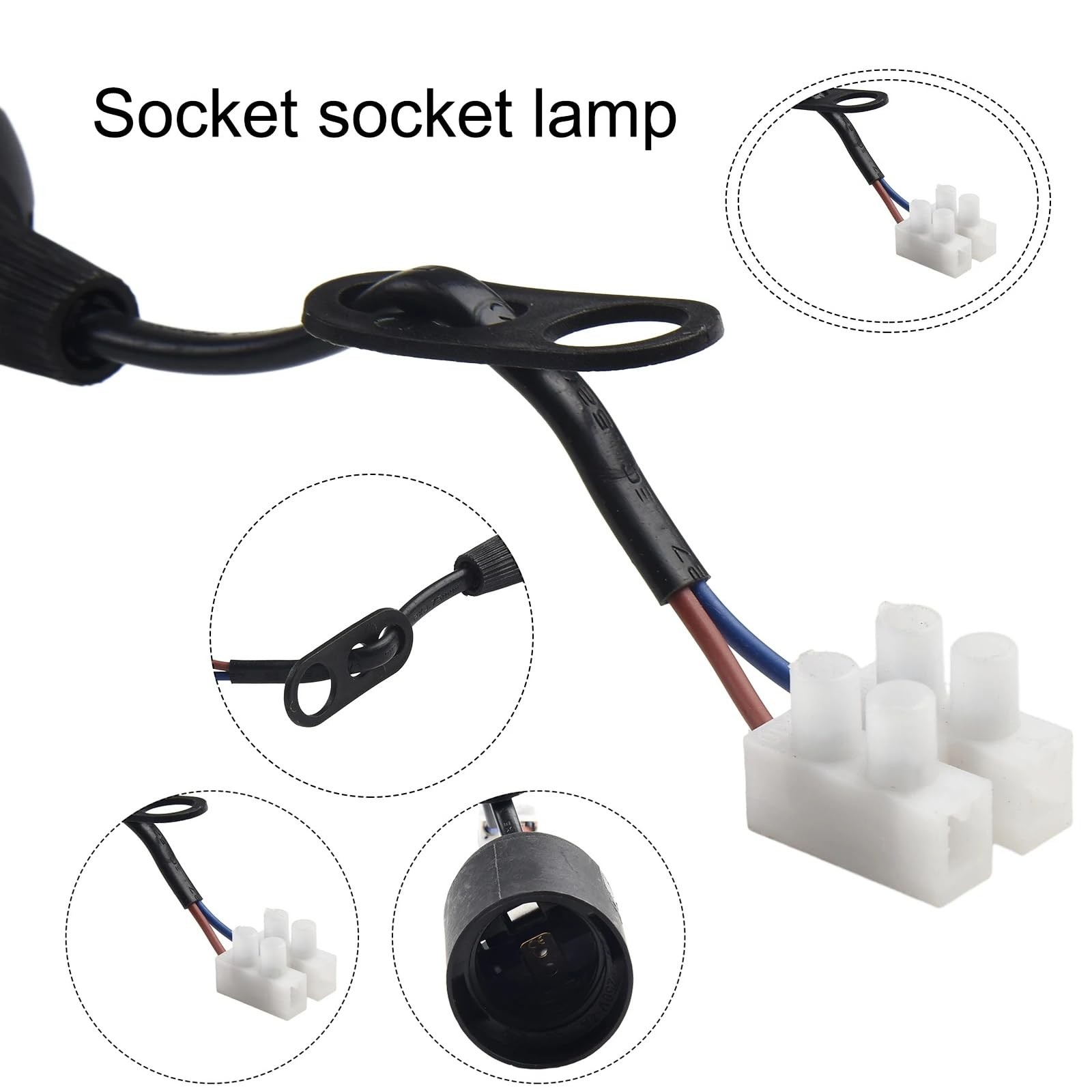 RecDec 4 Pack Pigtail Lamp Socket Temporary Base with Screw Type Quick...
