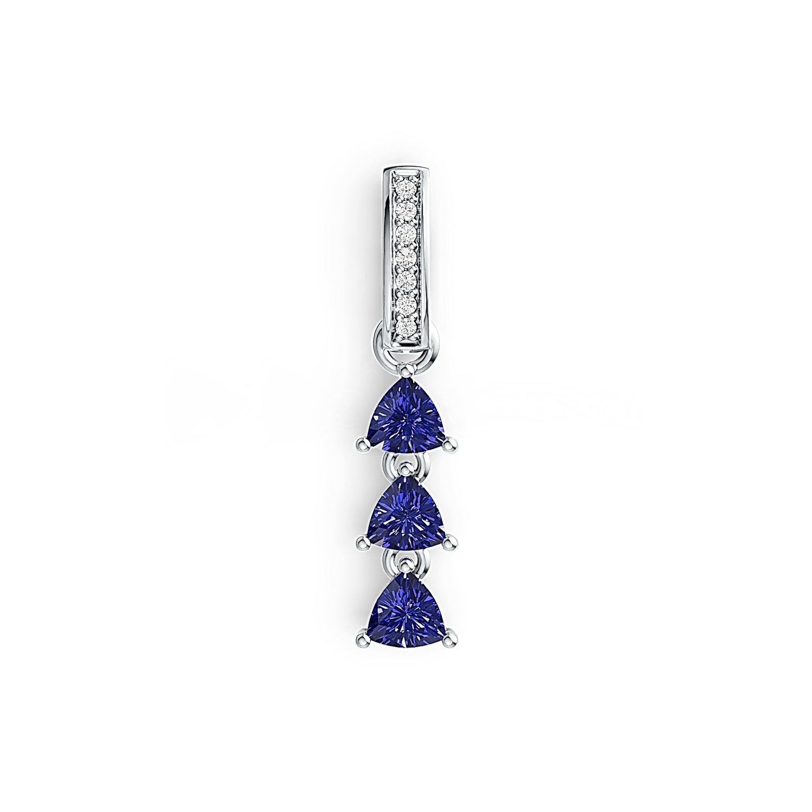 Sterling Silver Semi Mount Pendant Setting Trillion TL 4X4mm with White Topaz