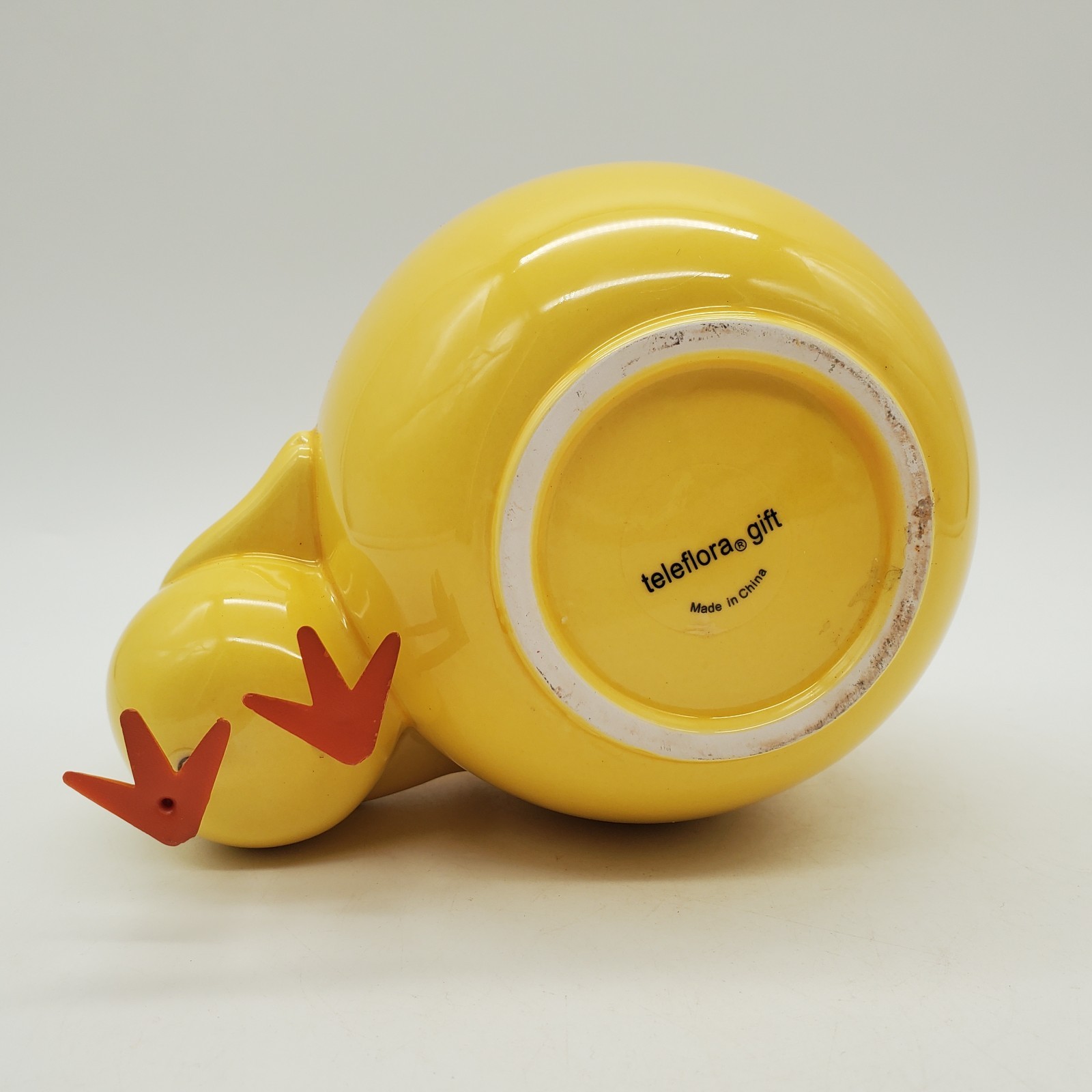 Teleflora Spring Yellow Chick Hugging Egg Vase Planter Dish