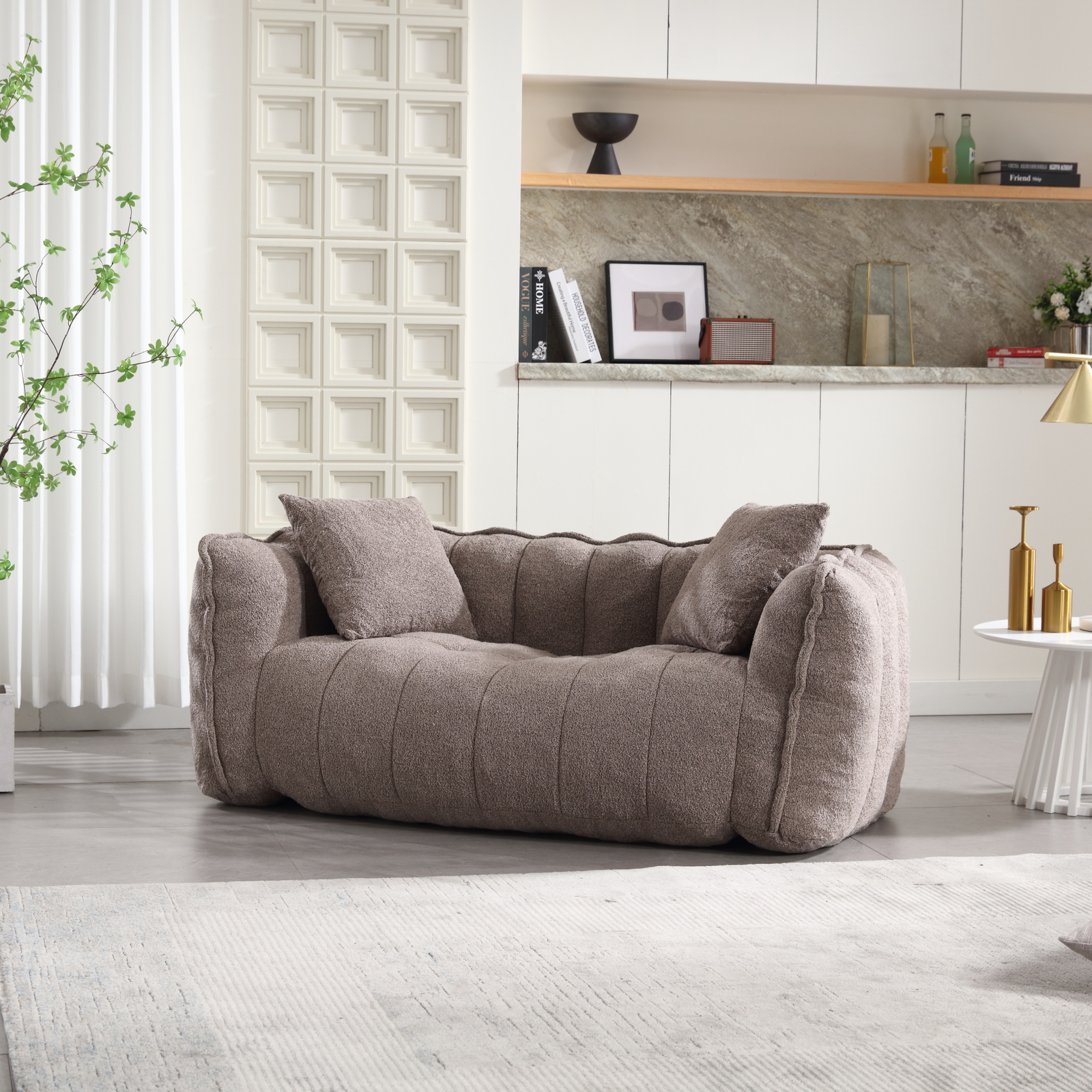 Bean Bag Sofa with high resilience foam core Bean Bag Chair for 2 people Brown
