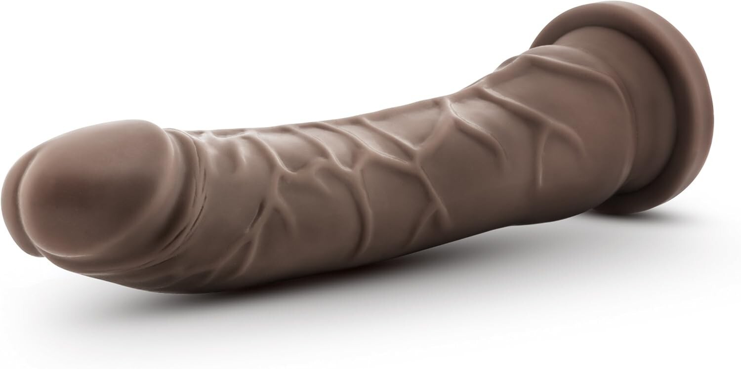 Eden Realistic Curved G-Spot Chocolate 9" Long Dildo Cock w/ Suction Sex Toy