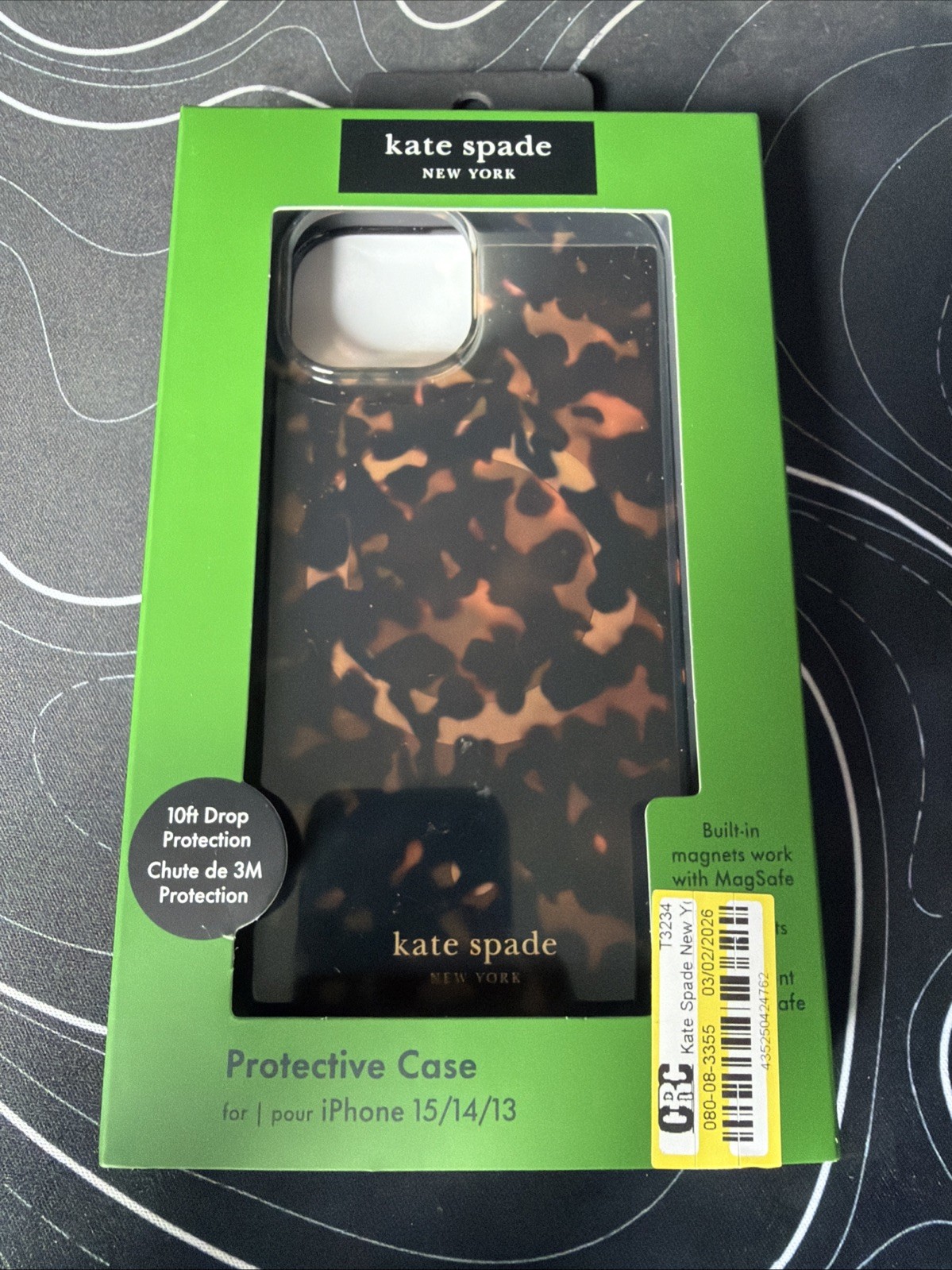 kate spade - tortoise case for iPhone 15/14/13 - Transparent Tortoise Shell