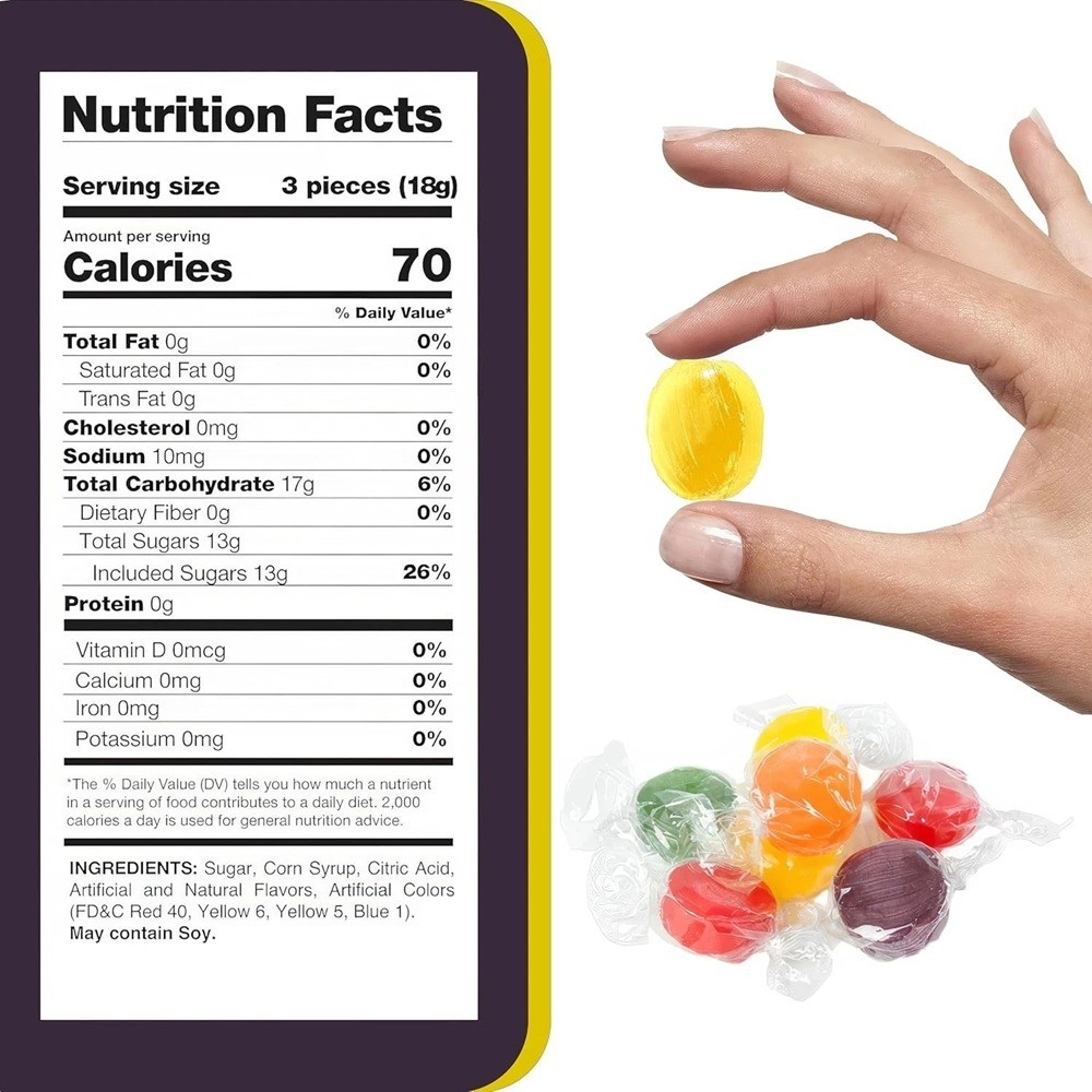 Assorted Fruit Flavored Buttons Discs Bulk Old Time Hard Candy (2 Pounds)