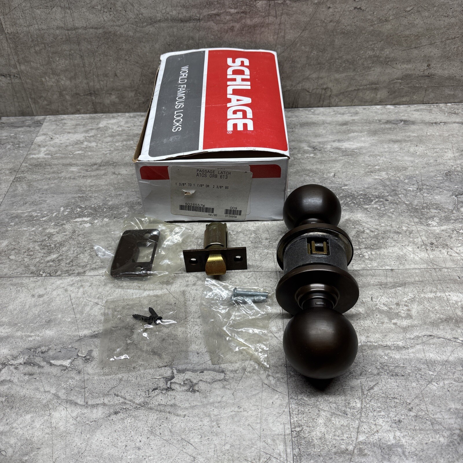 Schlage A10S ORB 613 Commercial Passage Door Knob Set, Oil Rubbed Bronze READ