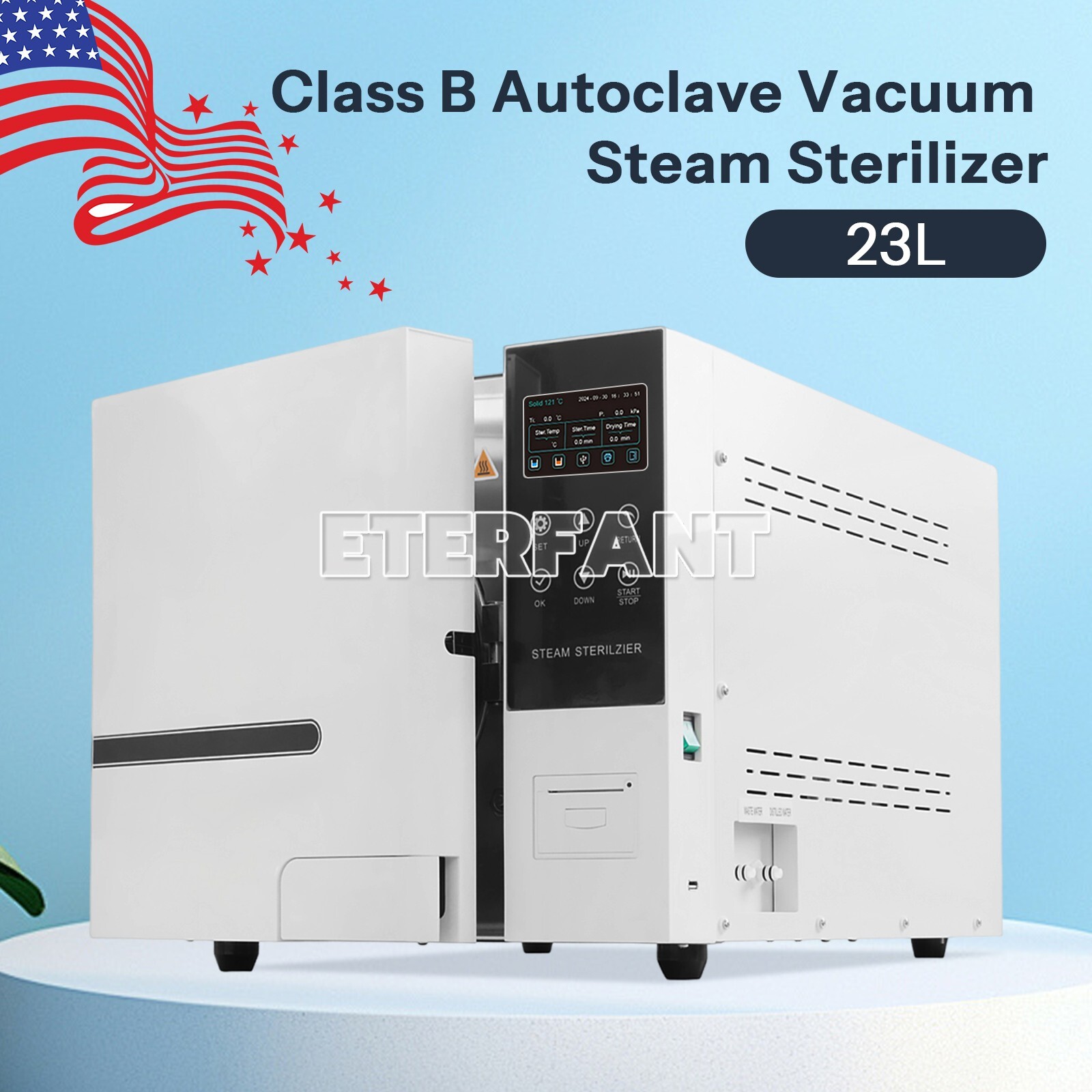23L Class B Dental Autoclave Vacuum Steam Sterilizer Sterilization+Printer