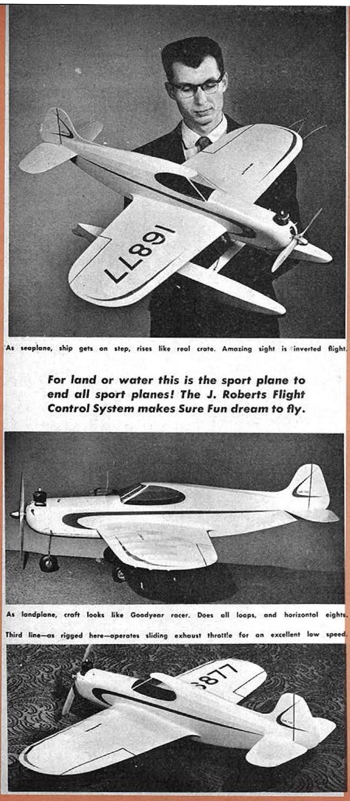Model Airplane Plans (UC): Sure Fun 36" Sport Floatplane for .35 Engine