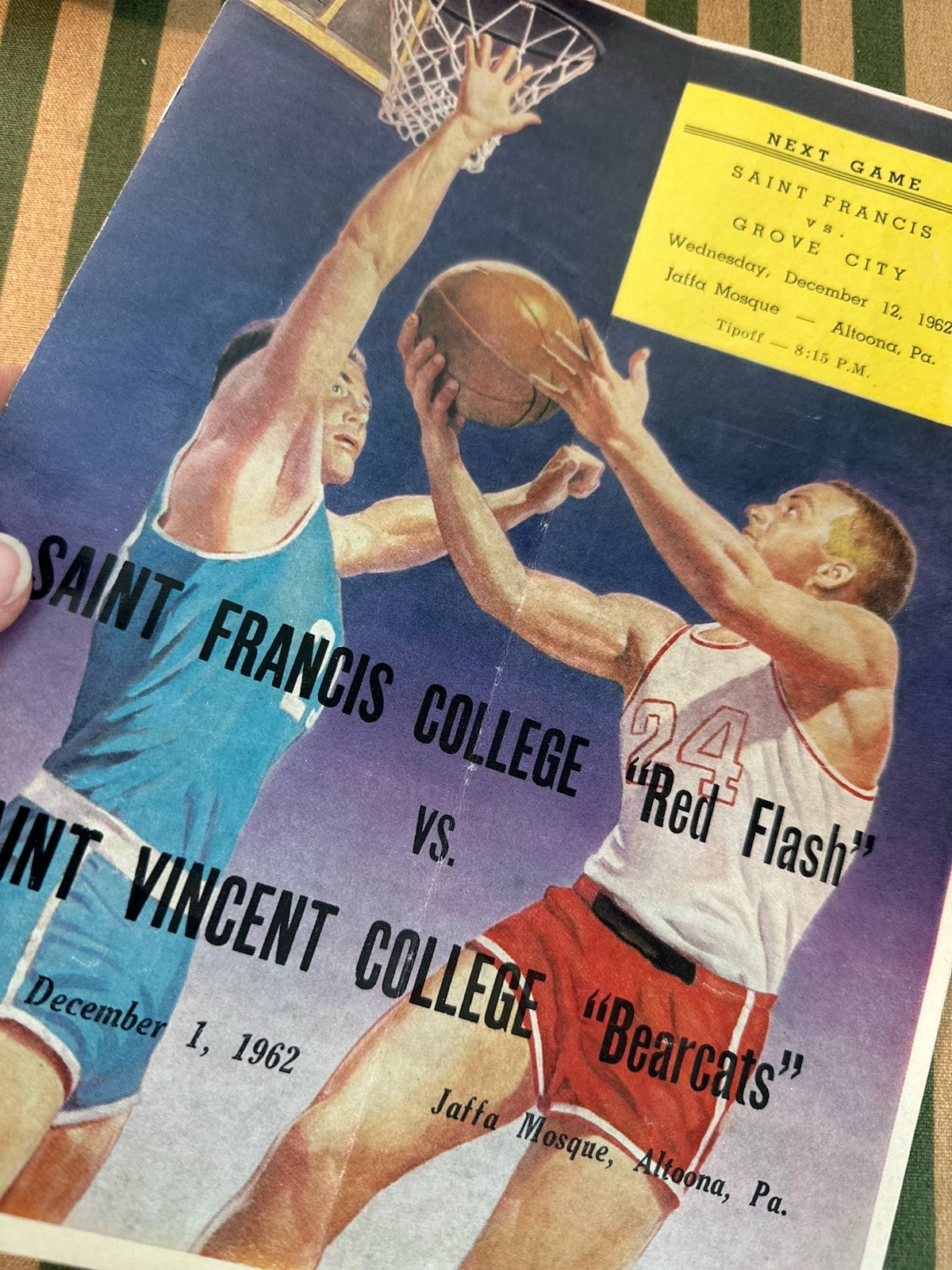 VTG Saint Francis Vs Saint Vincent College 1962 Basketball Program
