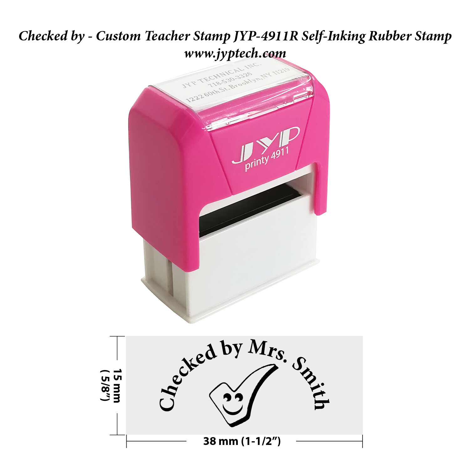 Your Logo w. Custom Teacher Stamp JYP-4911R Self-Inking Rubber Stamp