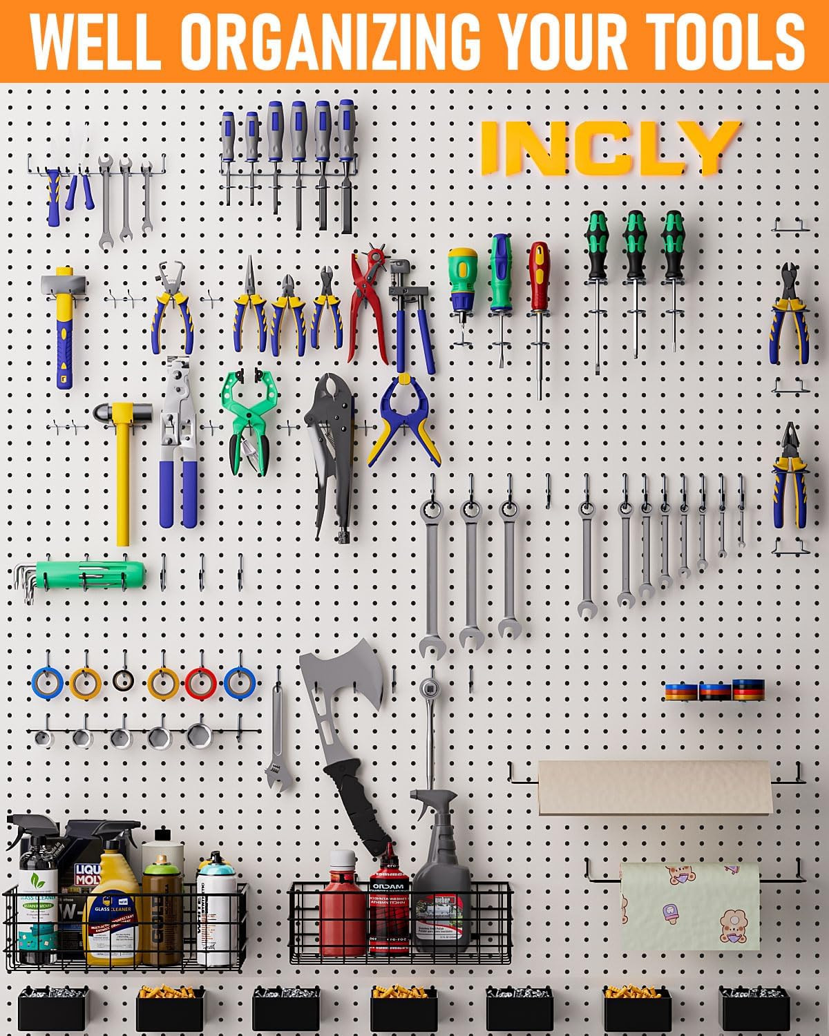 238PCS Pegboard Accessories Organizer Kit, Peg Board Hooks Assortment with Peg B