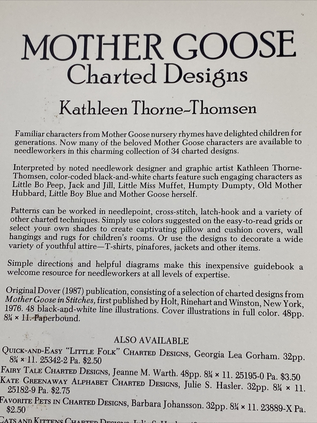 Dover Needlework Mother Goose Charted Designs