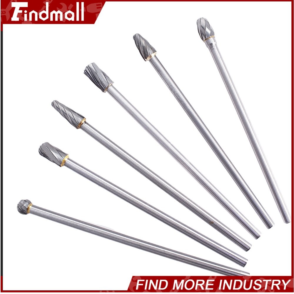 6Pack 10mm Rotary Aluminum Cut Burr 6mm 1/4" Shank 150mm Long Reach Carbide Burs