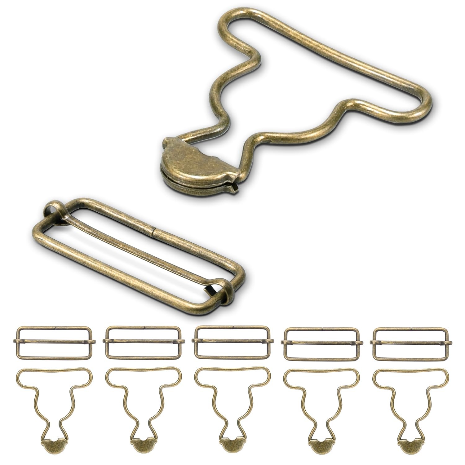 6 Sets 1-1/2" Overall Buckles Replacement, Suspender Buckle Metal Bib Clip Clasp