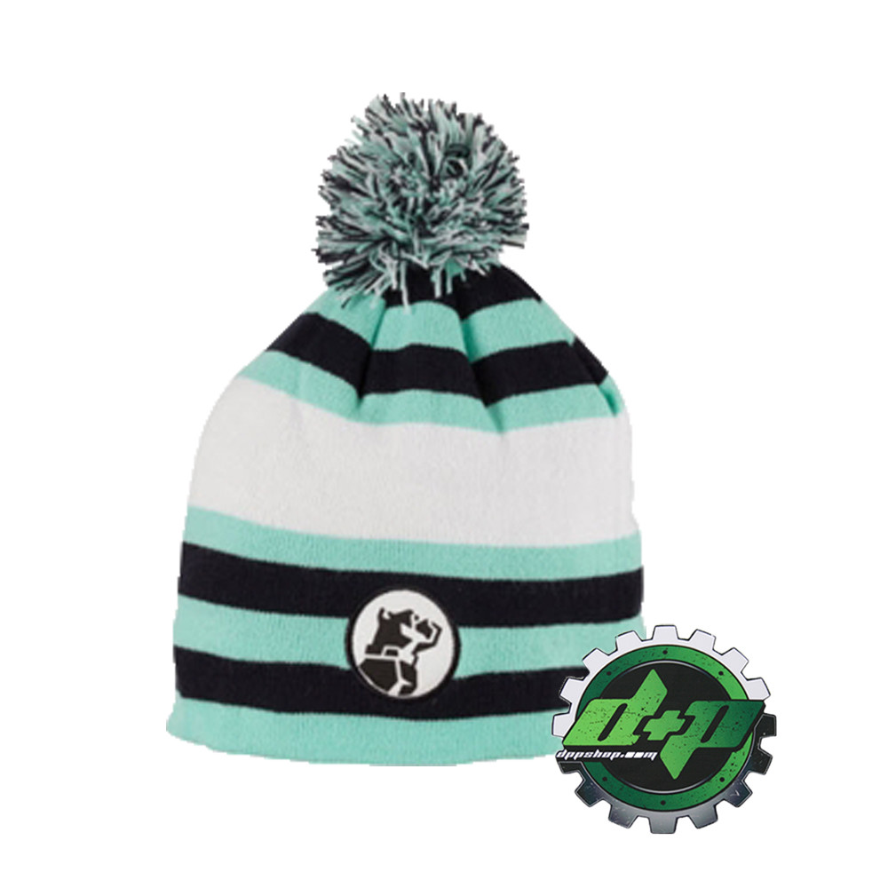 mack beanie Stocking cap bulldog ladies truck trucker hat teal toboggan gear pom
