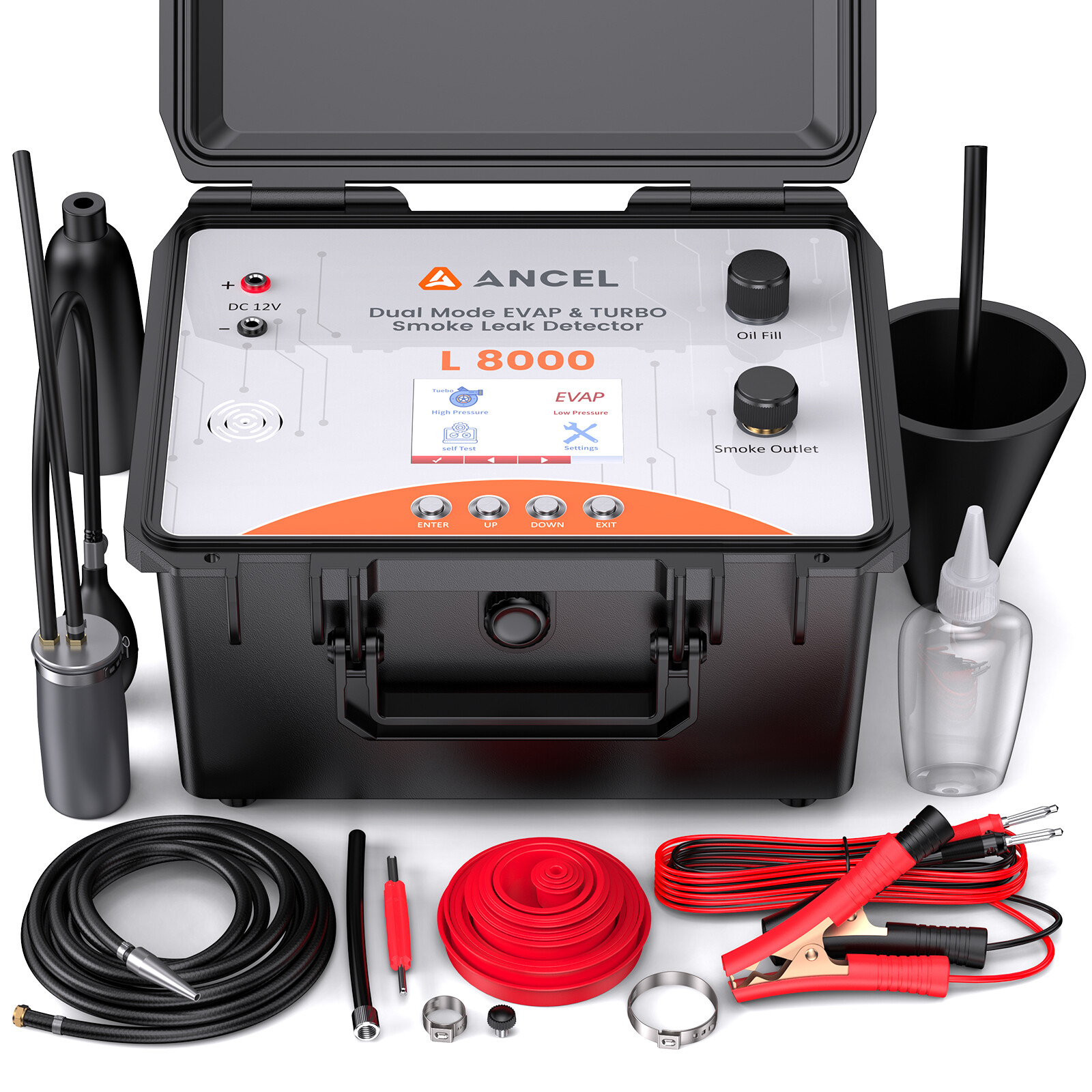 Dual Mode EVAP Smoke Tester Machine Turbo System Adjustable Pressure LCD Screen