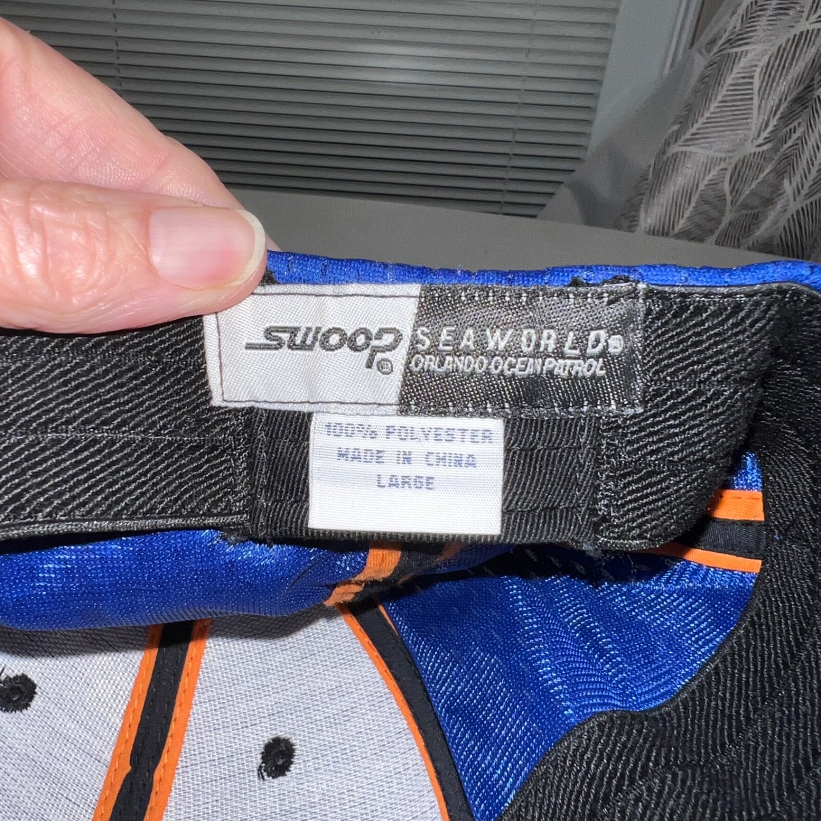 Seaworld Orlando Ocean Patrol SWOOP Hat Cap Orange Black Accents Flex Band