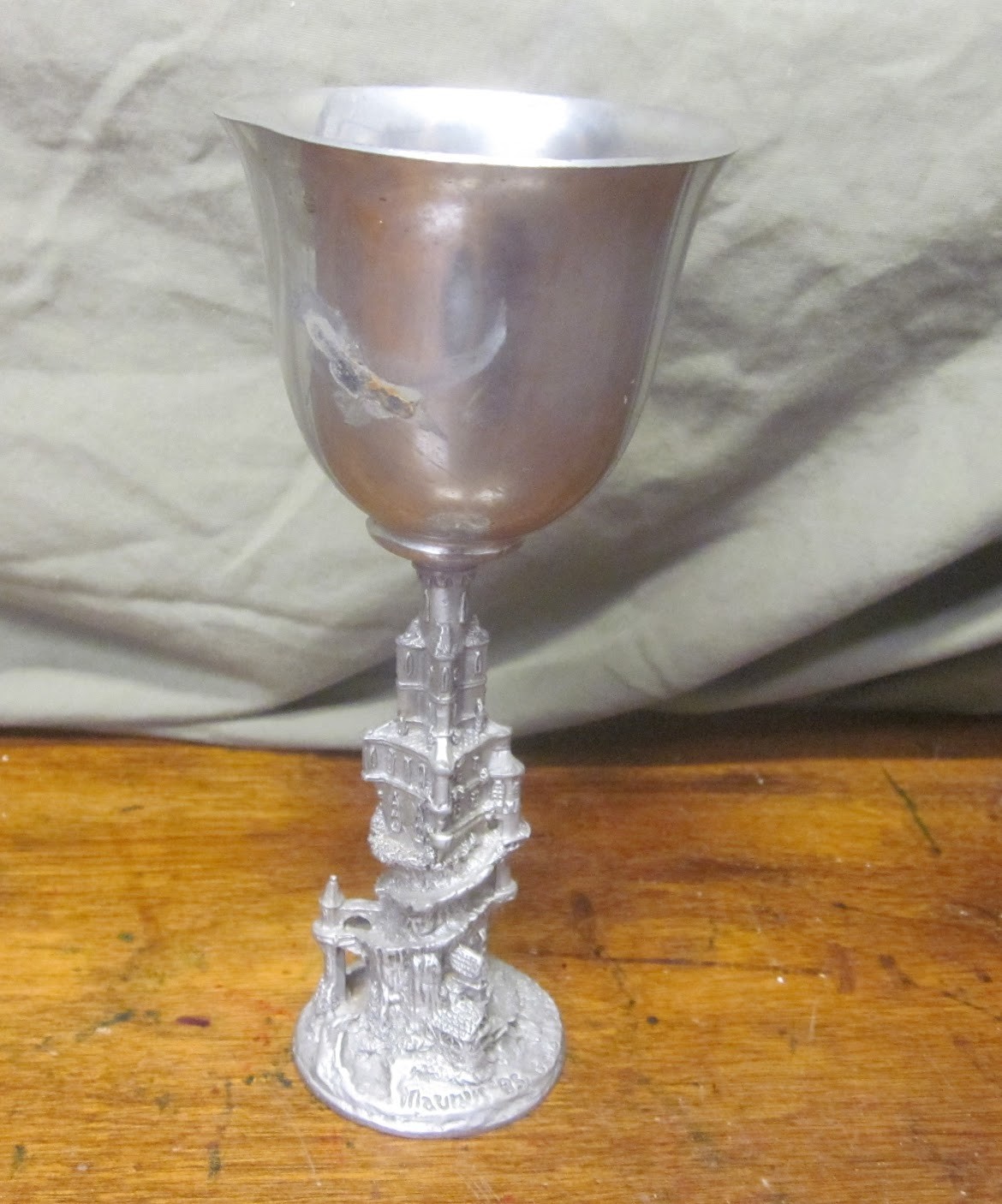 Vintage Bob Maurus Gallo Pewter Fantasy Castle Goblet Chalice Cup Glass D&D