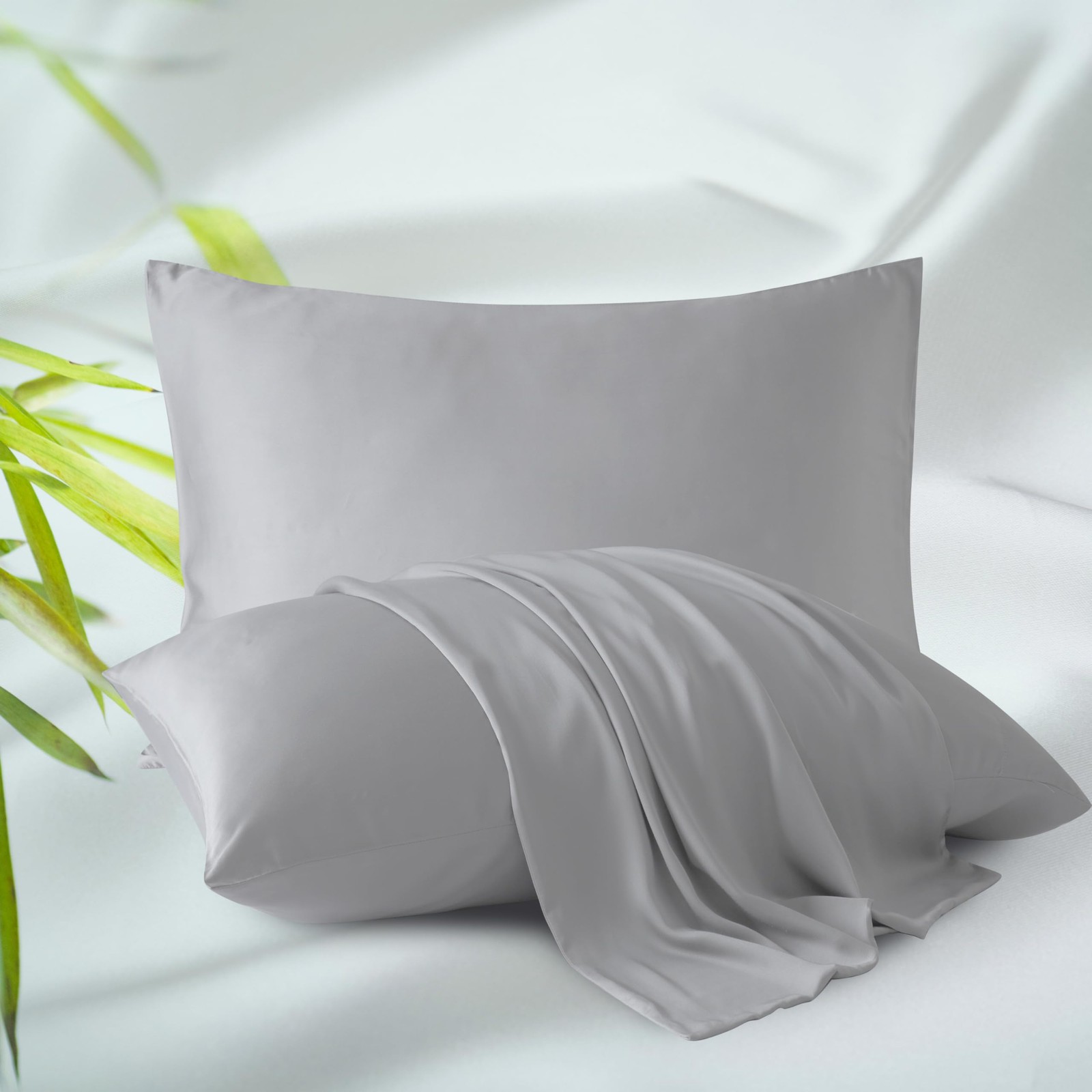 Viscose Zippered Pillow Cases King Size Set of 2, 400 Thread Count Cooling Pi...