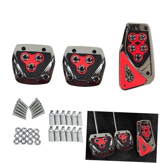 Nonslip Car Pedal Pads Manual Transmission Brake Pedal Cover Manual 3 PCS Red