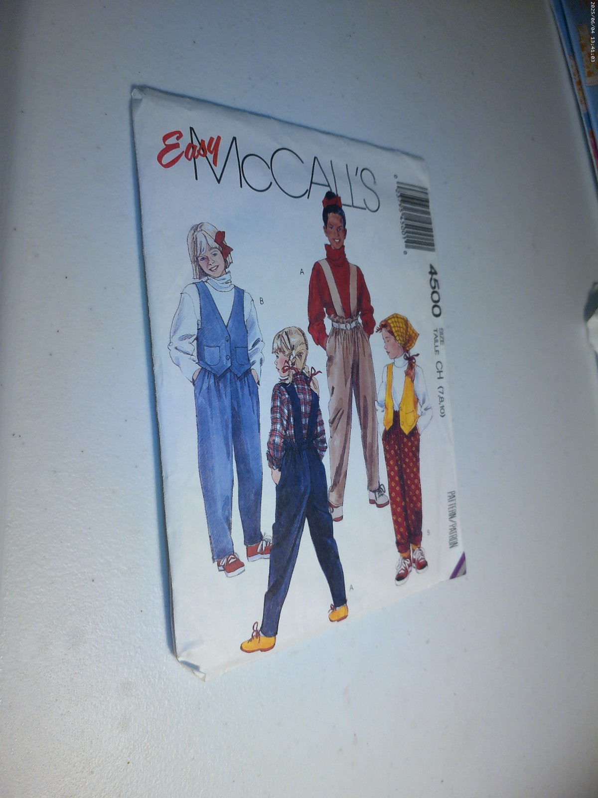 GIRLS TEEN CHILDS MCCALLS 4500 SEWING PATTERN PANTS VEST CASUAL size 7-10