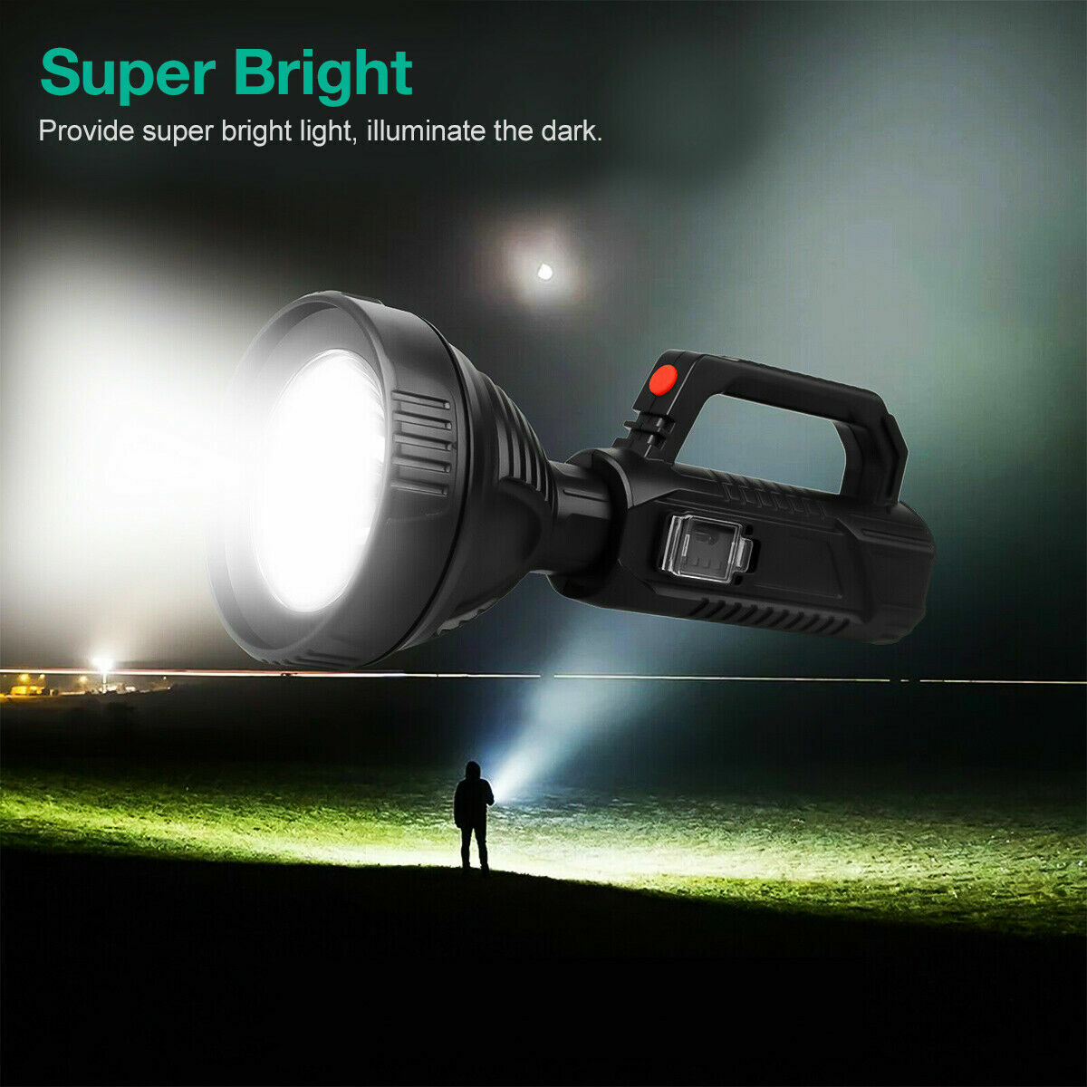 Rechargeable LED Searchlight Portable Super Bright Handheld Spotlight Flashlight