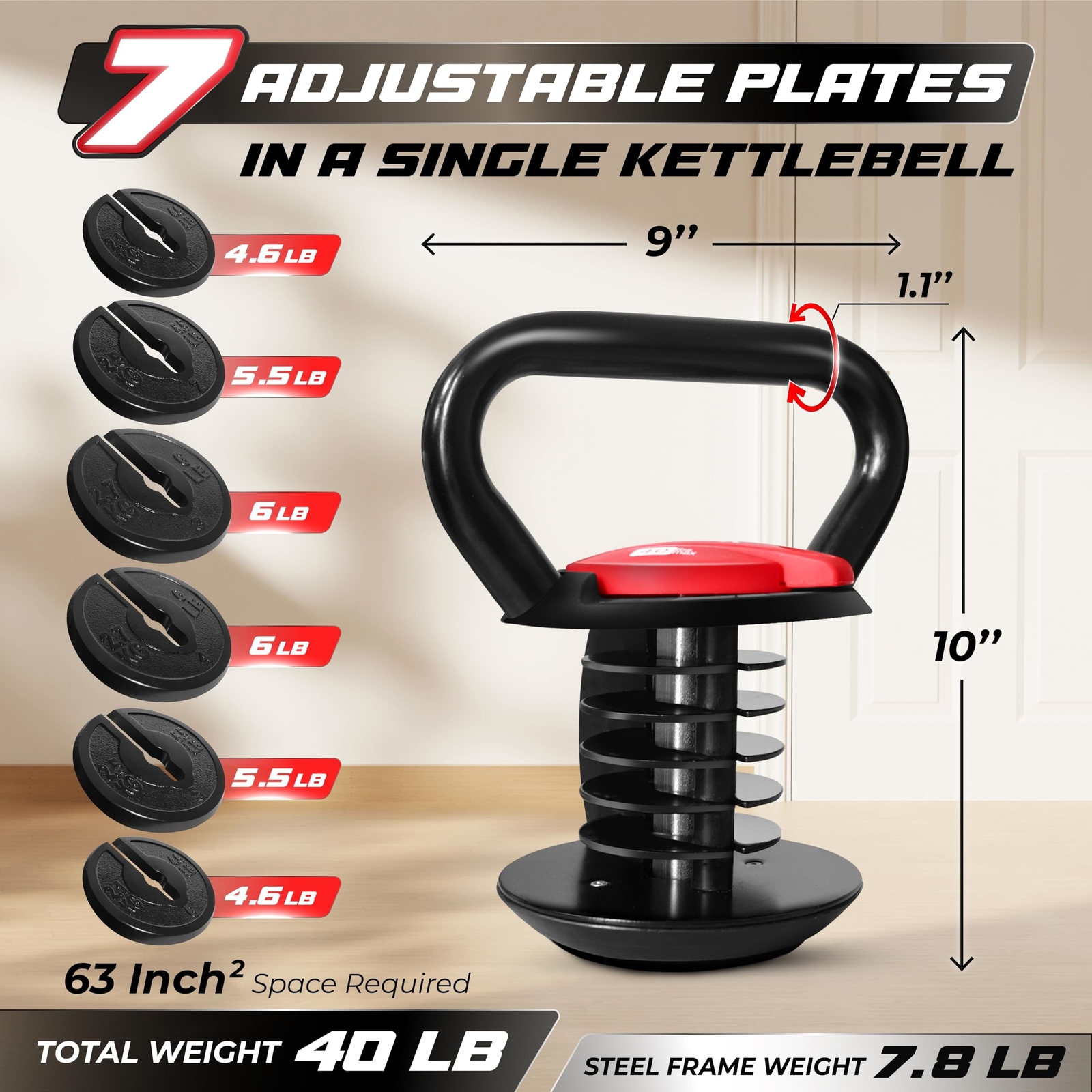 Yes4All Adjustable Kettlebell, Kettle Grip, Kettlebell Handle, Convert to Ket...