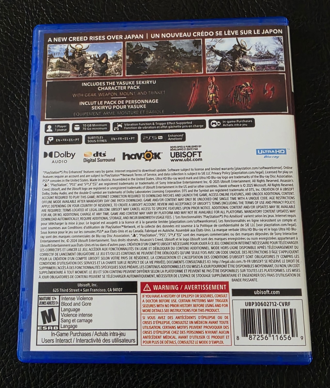 Replacement Case (NO GAME) Assassin's Creed Shadows Special Edit PlayStation PS5