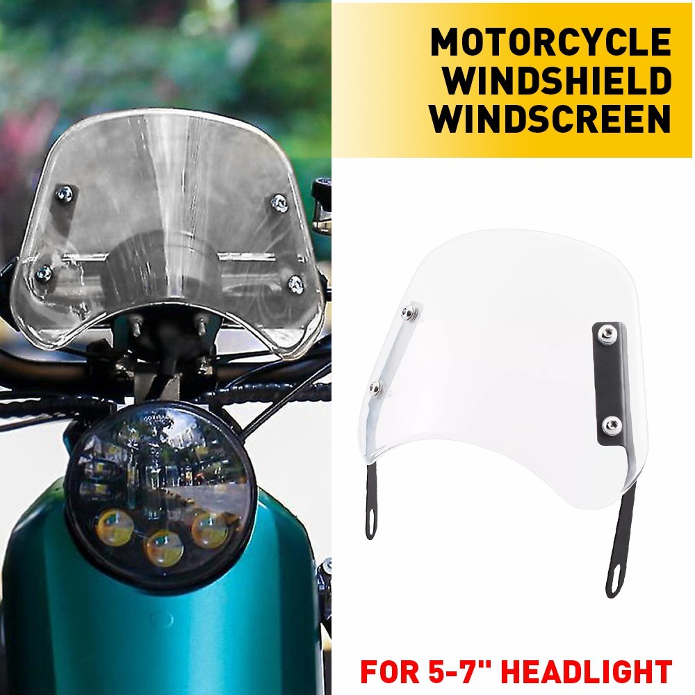 5-7" Motorcycle Clear Universal Headlight Fairing Windshield Shield Windscreen