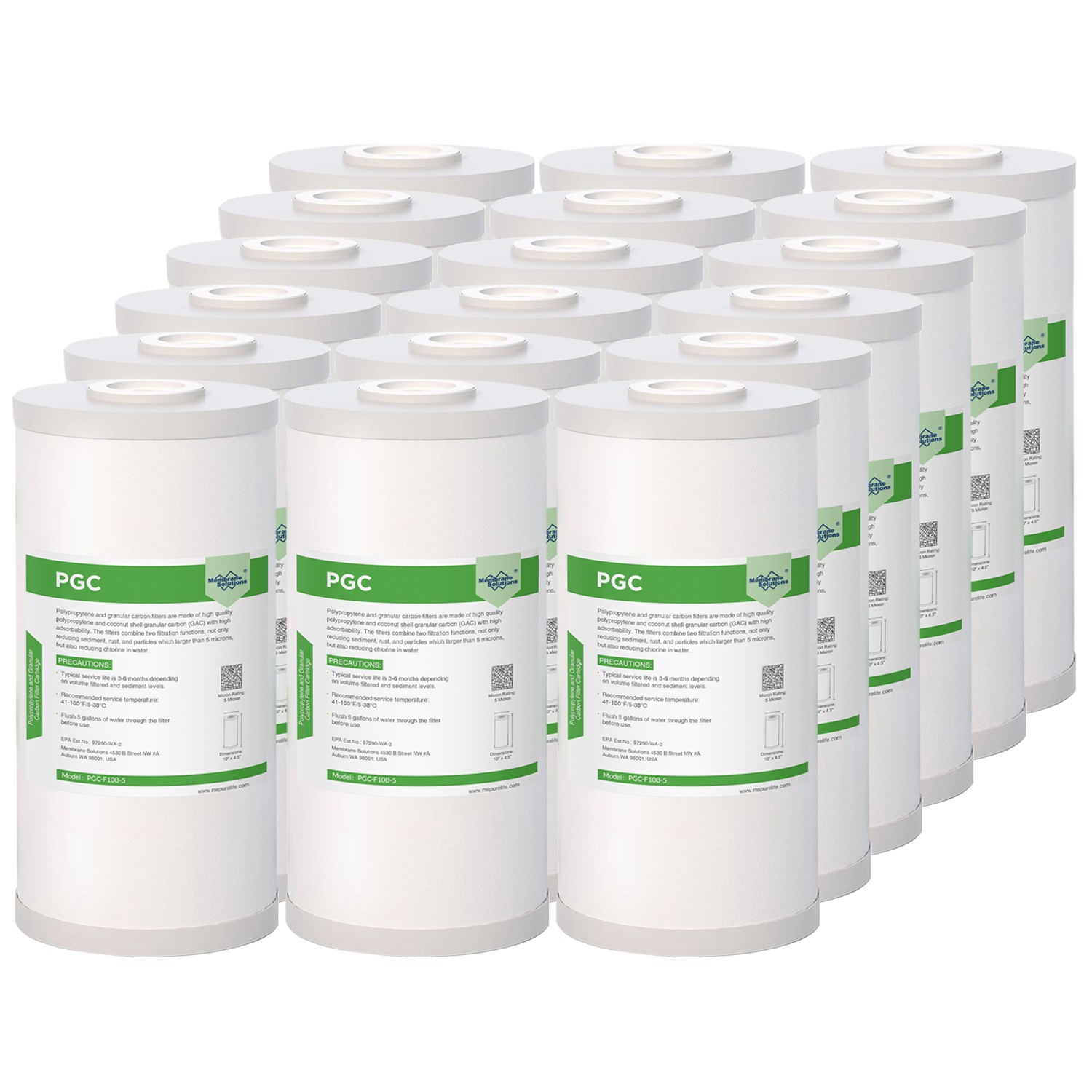 5μm 10"x4.5" 2in1 Sediment Carbon GAC Water Filter Cartridges Replacement 1-18PK