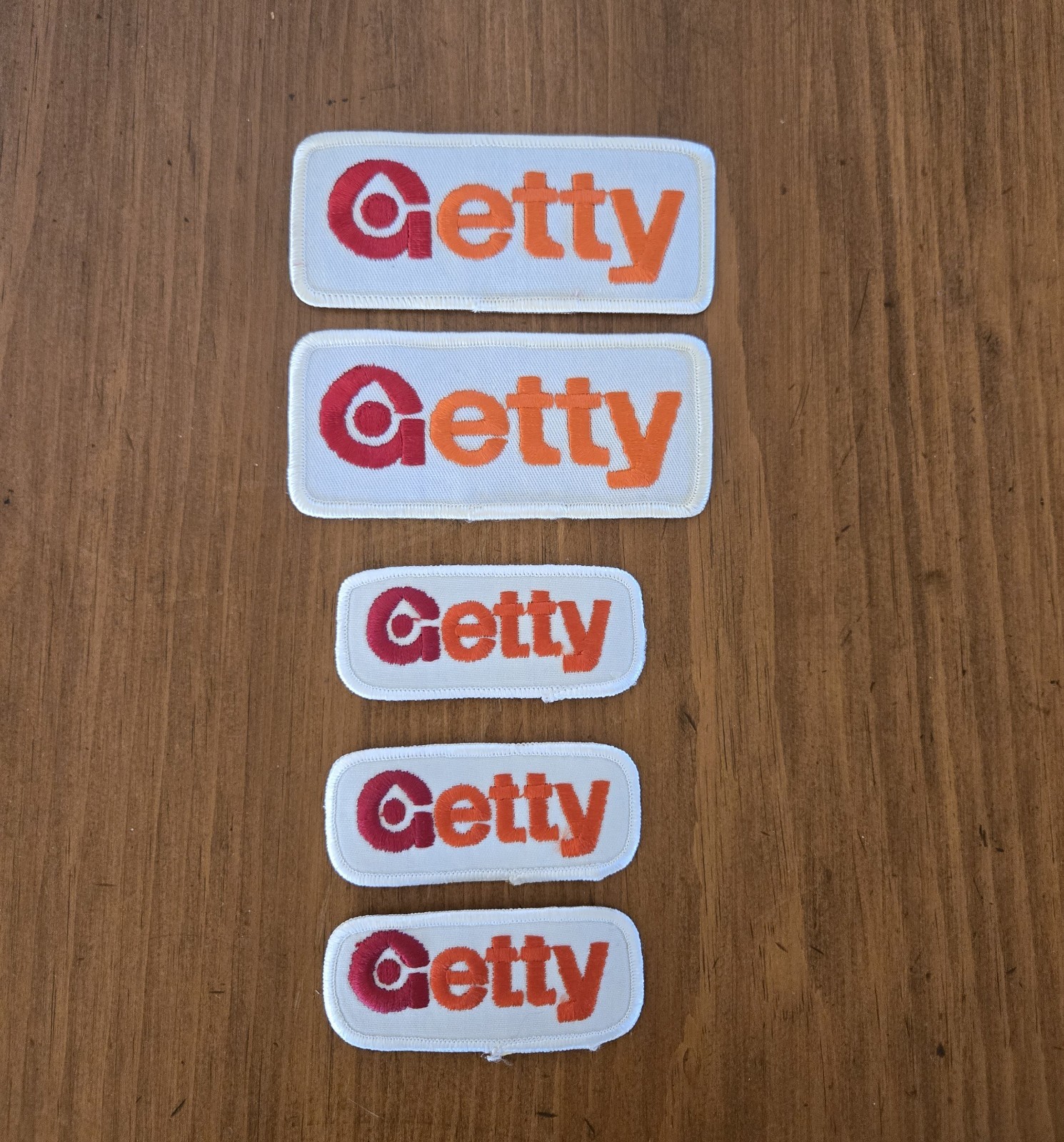 Vintage Getty Gas Oil Company Embroidered Sew On Patch Lot Of 5