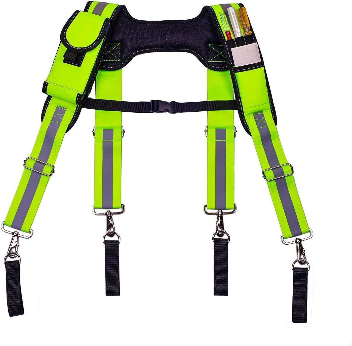 Reflective Tool Belt Suspenders Padded Heavy Duty Work Suspenders for Carpent...