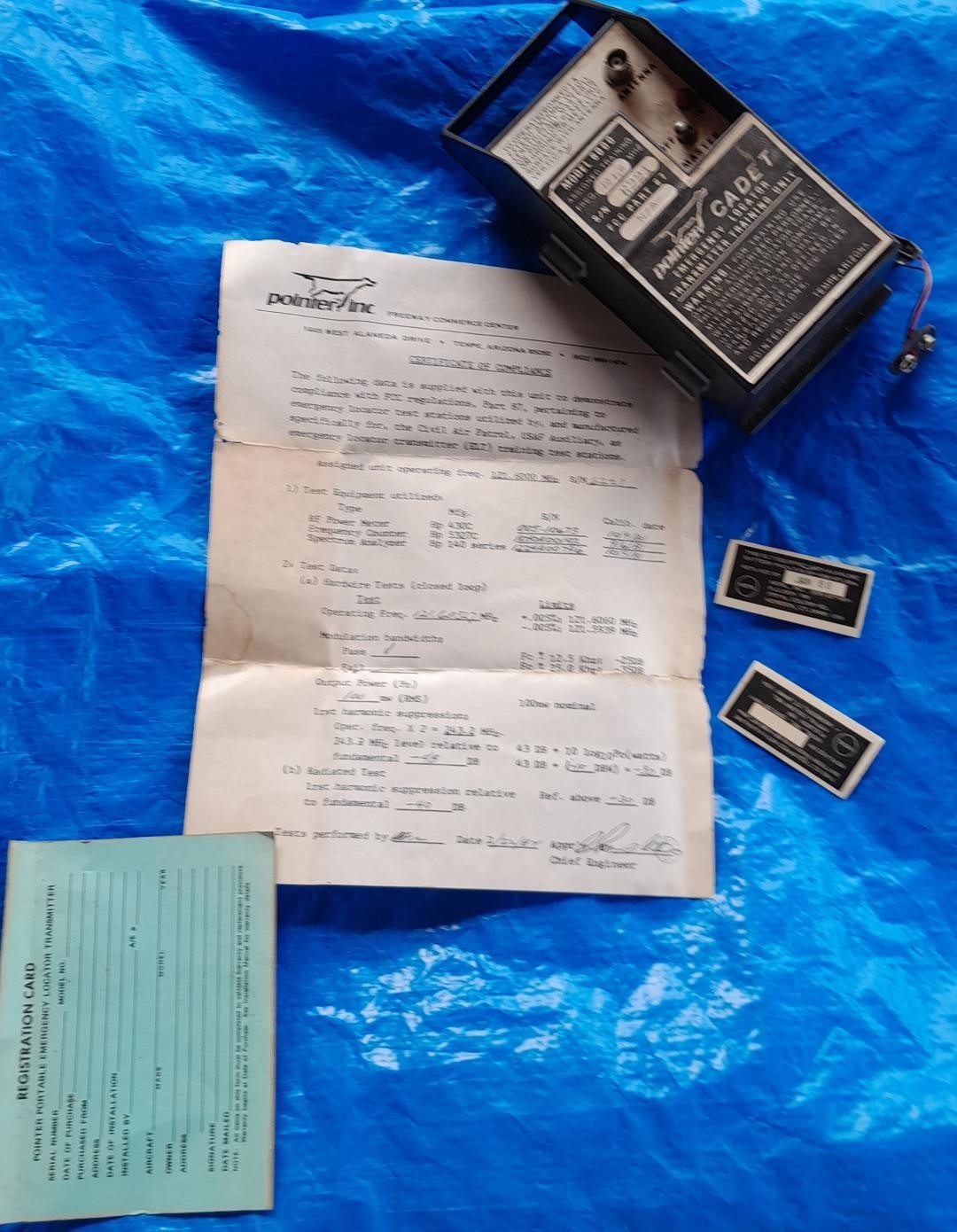Pointer Cadet 6000 121.6 MHZ transmitter S/N 6221 w/ paperwork