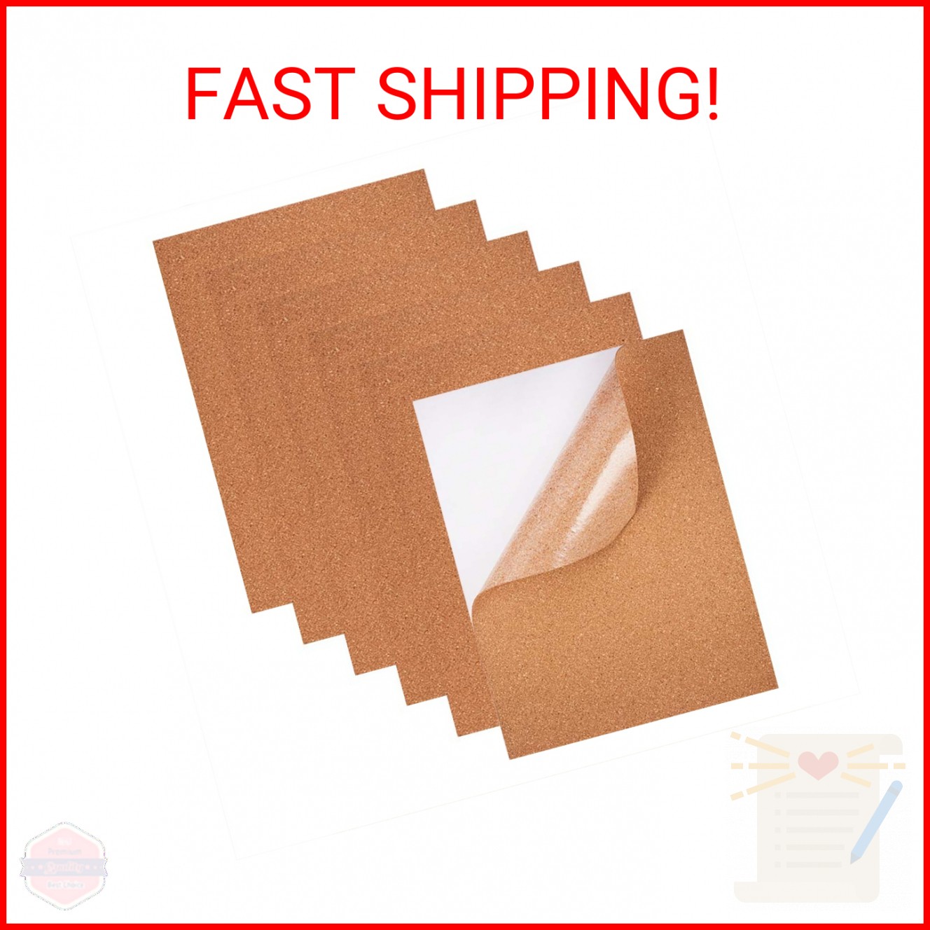 BENECREAT 8 Pack Self-Adhesive Cork Sheets 1mm Thick A4 Rectangle Insulation Cor