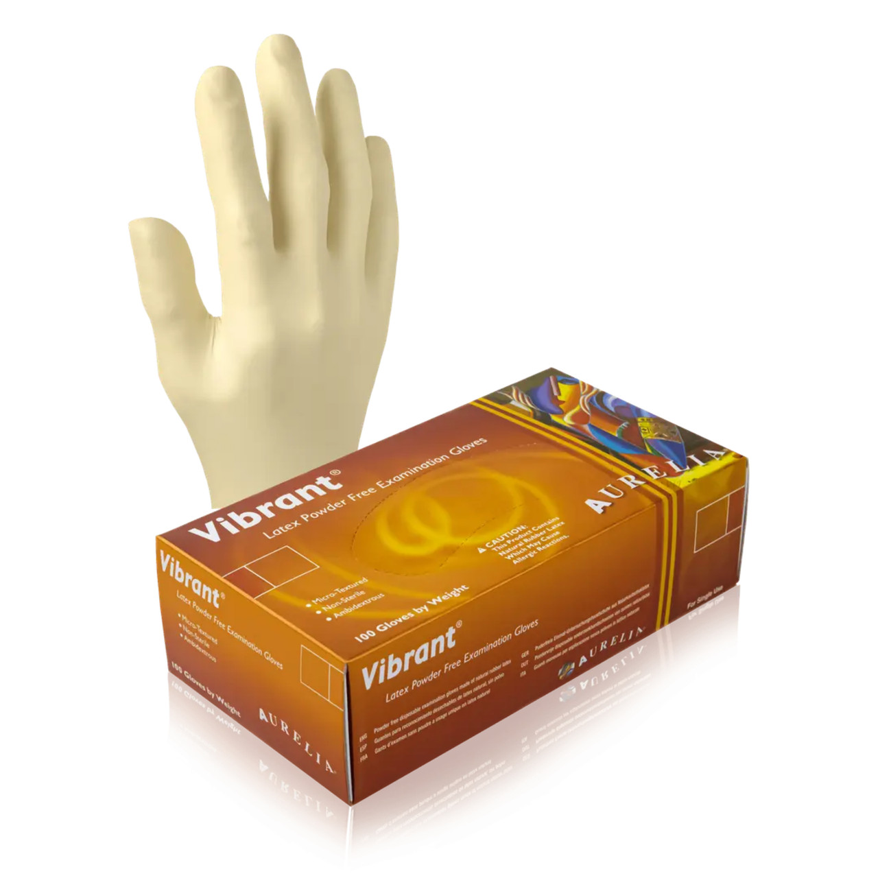 Aurelia Vibrant Latex Powder Free Gloves, 100/Box, Large