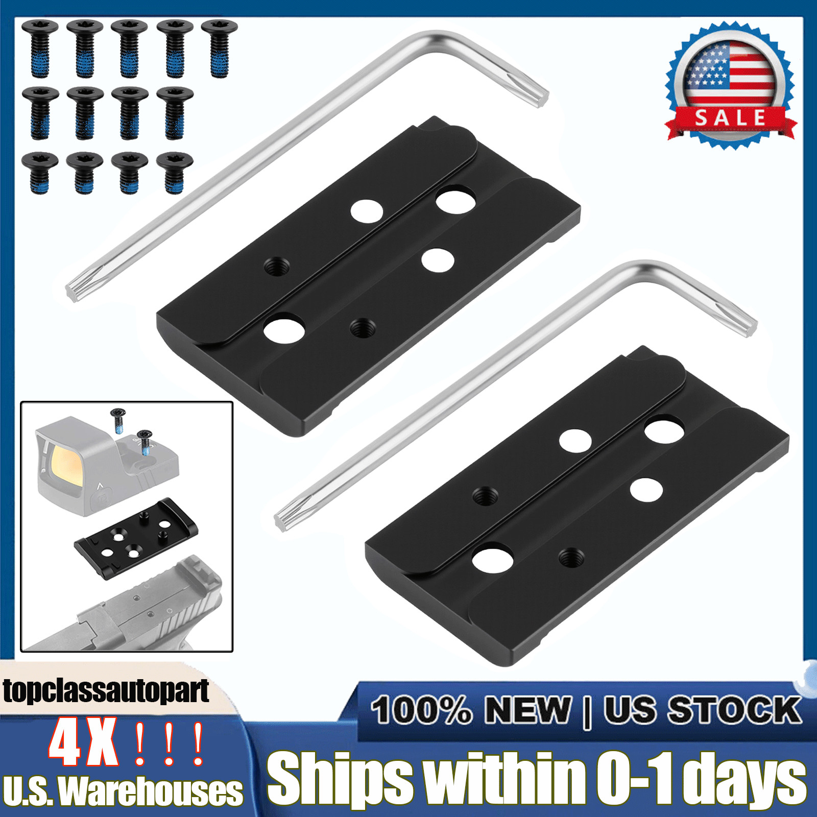 Adapter Plate for Glock 17 19 22 23 45 MOS Holosun 407K 507K EPS Carry RomeoZero