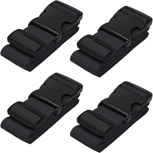 Luggage Straps for Suitcases TSA Approved - Black, 4 PK - Premium Nylon Belts